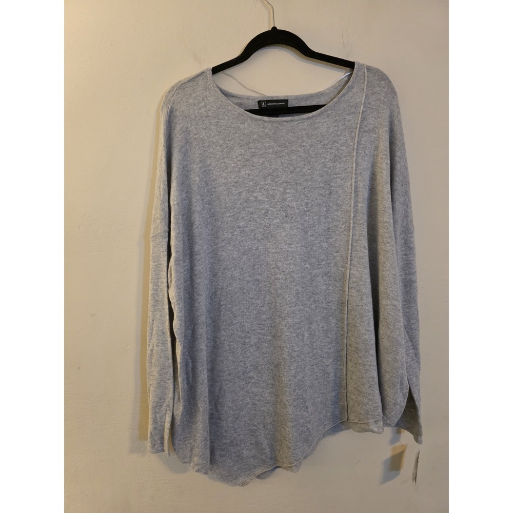 Inc International‎ Concepts Size L/XL Grey Dolman-Sleeve Asymmetrical Sweater